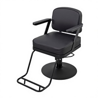 Fauteuil de Barbier Métallique Tendance, Chaise de Salon de Coiffure Moderne et Minimaliste avec Accoudoirs pour la Coupe de Cheveux