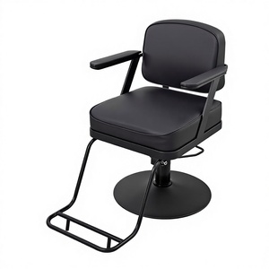 Fauteuil de Barbier Métallique Tendance, Chaise de Salon de Coiffure Moderne et Minimaliste avec Accoudoirs pour la Coupe de Cheveux - Product Image 1