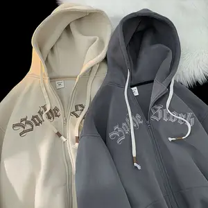 High Quality Embroidered Cotton Zip Up Hoodie Custom Logo Oversize M67 Unisex Heavyweight French Terry Streetwear Zipper Hoodies