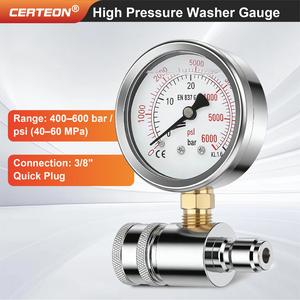 Testeur hydraulique en acier inoxydable 6000 PSI avec double échelle et affichage analogique manomètre - Product Image 2