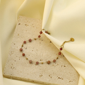 Traditional Chinese Style Beaded Necklace Natural Agate Round Gold <b>Chain</b> Handmade Jewelry Set Elegant Unique <b>Titanium</b> Steel - Product Image 2