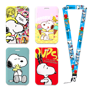 Porte-cartes d'identité professionnels en plastique personnalisés, motif chien blanc de dessin animé <span class=keywords><strong>Snoo</strong></span>, avec clip pour badges et attaches de cou pour le travail - Product Image 2