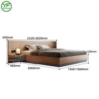 Meubles d'appartement d'hôtel de luxe moderne, cadre de lit en bois massif avec matelas, couleur noyer, taille king queen