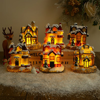 Décorations de Noël, ornements en résine, lumière LED, petite maison, micro-paysage, maison de neige lumineuse, maison de Noël LED, décoration de maison de Noël
