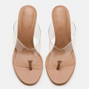 Large Size 45 Women Clip Toe Sandals Big Feet Party Dress Stiletto High Heels <b>Shoes</b> Wide Fit PVC Strap Mules - Product Image 4