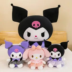 Peluches noires Kuromi Melody Sanrios de 38 à 100cm, jouets en peluche mignons, doux, pour filles et enfants