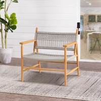 Ensemble de chaises de jardin d'extérieur de qualité commerciale pour villa et hôtel, en bois massif moderne et de luxe, avec cordes, pour balcon et resort, fournisseur de Foshan