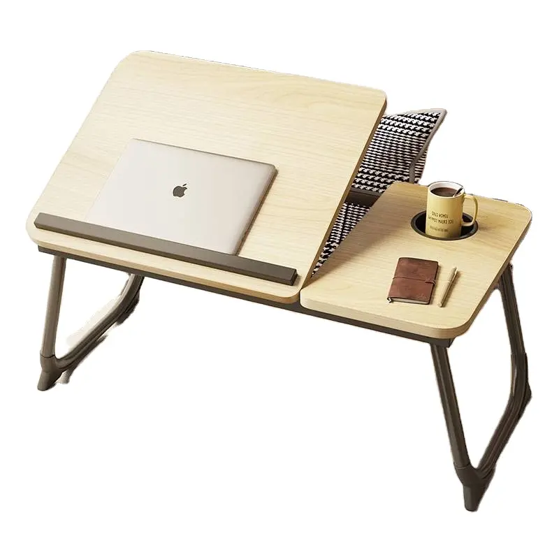 Beliebte faltbare arbeit Lesen Schreiben tragbares Holz schwarzer Laptop-Betttisch Laptop-Schreibtisch mit Tassenhalter bett tisch zum Lernen