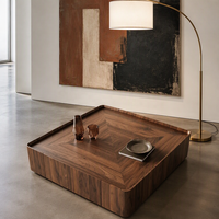 Table basse carrée en bois massif couleur noyer, style moderne et luxueux, nouveau style chinois, pour salon, table à thé combinée