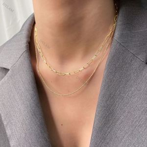 Dylam 18K Gold Plated S925 Silver Vermeil Double Layer Link <b>Bead</b> Jewelry Sterling Silver 925 <b>Large</b> Paperclip Chain Necklace - Product Image 2