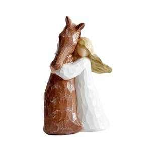 Ornements en résine, figurine de fille tenant un cheval, statue d'ange, ornements peints à la main, décoration de la maison, petite table - Product Image 5