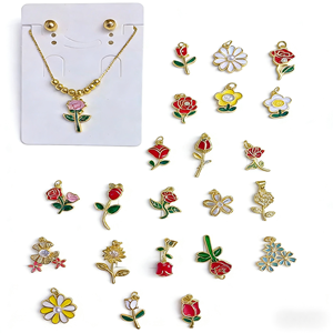 <span class=keywords><strong>Ciondolo</strong></span> BD-D603 a Forma di <span class=keywords><strong>Margherita</strong></span> con Perle Finte Smaltate per Collana, Placcato Oro in Rame, Charm per Borse, Creazione di Gioielli - Product Image 5