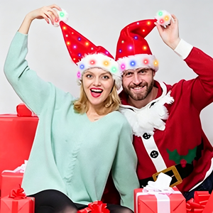 Chapeau de Père Noël Lumineux en Peluche – Chapeau de Noël Scintillant avec Lumières Colorées et Chaudes – Tailles Adulte et Enfant – Idéal pour Fêtes de Noël, Vacances en Famille et Décorations Photo - Product Image 2