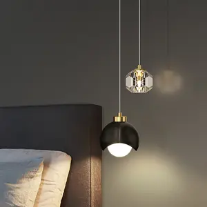Lámpara colgante de cristal Simple y moderna, lámpara colgante de noche para dormitorio principal de lujo, lustre nórdico minimalista de línea larga para sala de estar