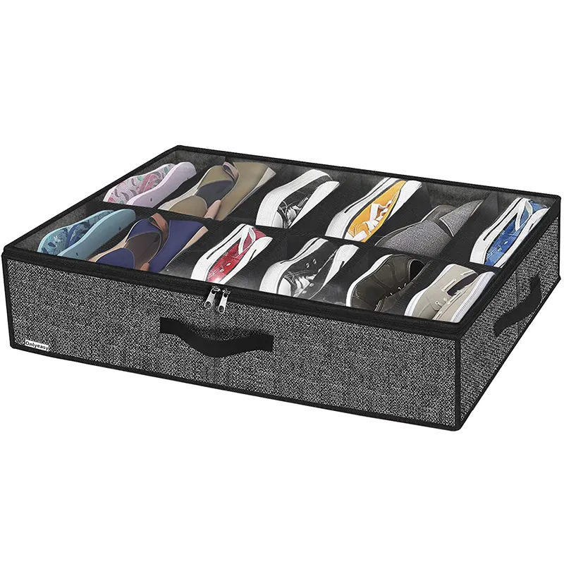 クローゼット1パック用ベッド収納靴オーガナイザーの下の省スペース不織布靴ボックス