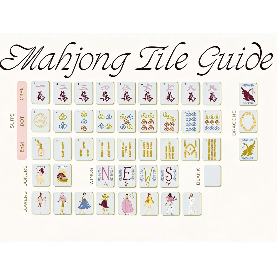 Mahjong Tiles with Fashion Inspired Artwork and Gold Glitter Effect ...