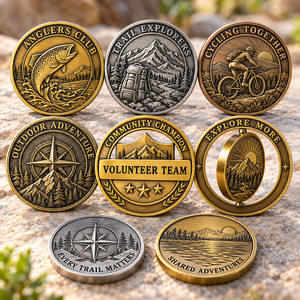 Monedas de Desafío de Metal Troqueladas Personalizadas, Medallas de Recuerdo para Clubes de Pesca, Senderismo y Ciclismo al Aire Libre, OEM ODM - Product Image 1