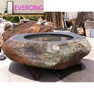 Đứng Cột Handmade Basalt Đá Rắn Đá Chim Tắm Nước Trung Chuyển Cho Ngoài Trời Vườn Ban Công Decking - Product Image 4