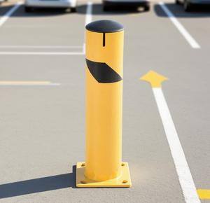 OEM 24인치 스틸 볼라드 탈착식 고무 뚜껑 체인 슬롯 임시 안전 포스트 도로 교통 주차 차단기 물 채움 가능 - Product Image 3