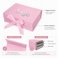 Boîte cadeau en carton rigide avec fermeture magnétique rose de luxe, personnalisée et imprimée en gros, avec ruban pour l'emballage cosmétique