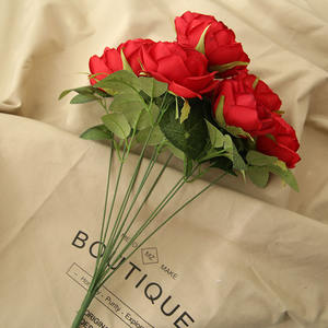 Decoración de boda Artificial, ramos de rosas de seda, <span class=keywords><strong>10</strong></span> cabezas, ramo de rosas, flores florales - Product Image 2