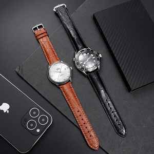 Bracelet de montre en cuir d'alligator compatible avec Omega De <span class=keywords><strong>Ville</strong></span> Seamaster Speedmaster Constellation, bracelet de remplacement original - Product Image 3