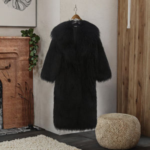 <span class=keywords><strong>Abrigo</strong></span> de Invierno Personalizable para <span class=keywords><strong>Mujer</strong></span>, Tejido con Pelo Sintético de Caballo, Cuello en V, Grueso, Casual, con un Solo Botón, Largo, de Poliéster Antiencogimiento - Product Image 5