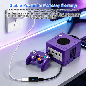 Câble adaptateur d'alimentation USB-C PD filaire pour <span class=keywords><strong>Gamecube</strong></span> (NGC) avec puce intelligente intégrée, compatible avec les chargeurs Type-C, en PVC - Product Image 3