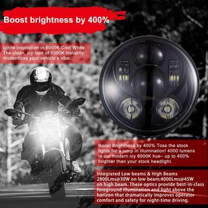 Phare LED de 5-3/4 5,75 pouces - Compatible avec Harley Davidson Dyna Street <span class=keywords><strong>Bob</strong></span> Super Wide Glide Low Rider Night Rod Train - Product Image 4