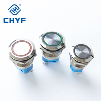 Interrupteurs à bouton-poussoir CHYF avec indicateur LED RVB, étanches, en métal, 6mm, 8mm, 10mm, 12mm, 16mm, 6V-220V, 1NO1NC