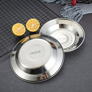 Stainless Steel Plates 16 16.9cm Round Shallow Dish For Hotel Dining Microwave Safe - Product Image 3