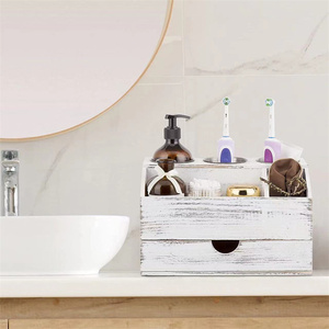 Support de sèche-cheveux en bois massif peint écologique et support de rangement pour comptoir de salle de bain - Product Image 4