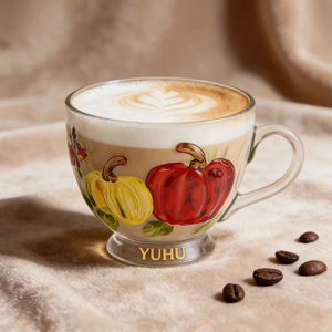 Tazas de Café de Vidrio Transparente Personalizadas con Asa, 350 ml, a Prueba de Fugas, Libres de BPA, para Té, Latte, Cappuccino y Cerveza - Product Image 1