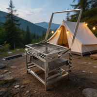 Barbecue rotatif multifonction BlazeFor, 100 % acier inoxydable, avec plateau en acier à haute teneur en carbone pour pique-nique en plein air