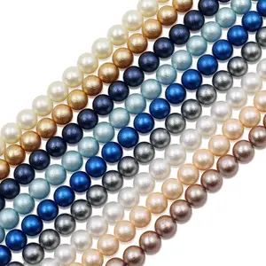 8mm premium quality fast delivery royal blue white light blue fish skin wrinkles pearl glass beads for clothing accessories