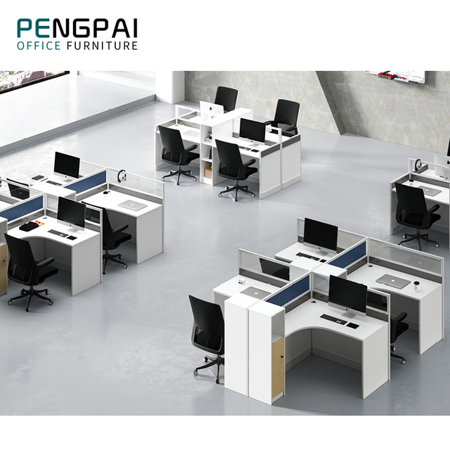 PENGPAI 4-Person Executive Office Desk Computer Workstation with MDF Partition-Modern School Use