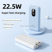 Meilleure vente Nouvelle banque d'alimentation portable 20000mAh avec affichage numérique Type-C 22.5W Câble USB intégré à trois fils pour une charge rapide