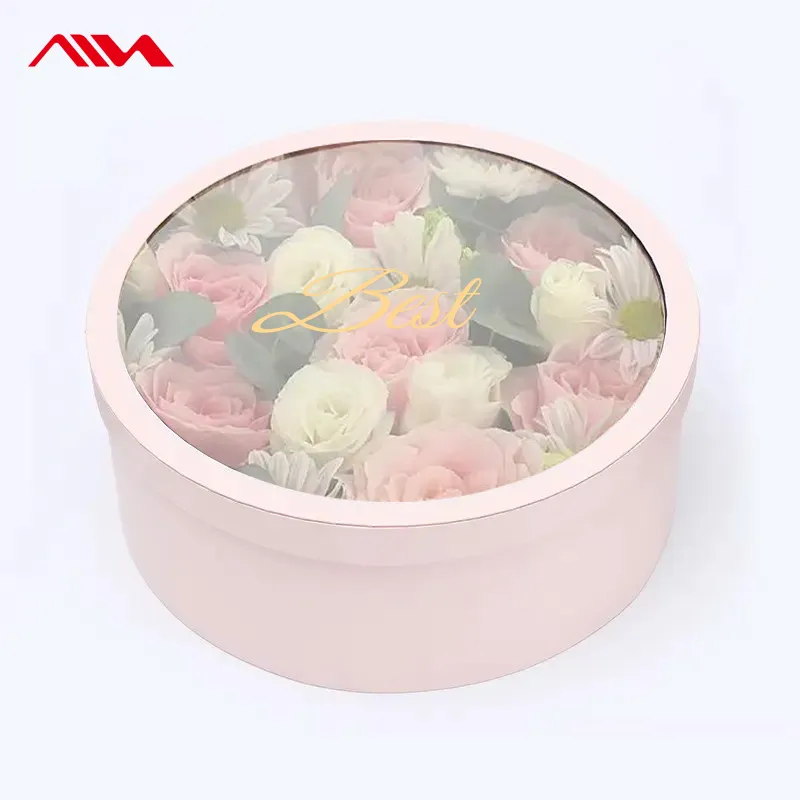 Personal isierte Samt-Blumen-Box Runde Papp-Blumen-Box für Rosenblumen-Verpackung