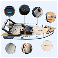 Bateau de Pêche Semi-Rigide 700 à Coque en V Profond, Double Fibre de Verre, Luxe, Nouveauté 3~5 Ans, pour Eaux Océaniques, En Promotion