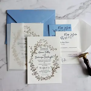 Elegant luxury customized letterpress wedding invitations handmade