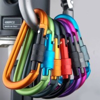 Mousqueton d'extérieur robuste en alliage d'aluminium de 80 mm avec anneau en D, capacité de charge de 20 kg pour sac à dos, porte-clés, bouteille d'eau