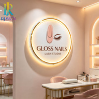 Letrero LED Redondo Personalizado con Halo Luminoso para Barbería y Salón de Belleza, Logotipo Acrílico Impreso en 3D con UV para Decoración de Estudio de Peluquería