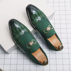 Luxurious Quality Italian-style Formal Wear Men's Leather <b>Shoes</b> Slip-On Oxford Handcrafted Embroidered Camouflage Pattern Autumn - Product Image 4