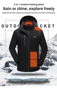 <span class=keywords><strong>Giacca</strong></span> Bomber 3 in 1 Smart Riscaldante da Uomo, Antivento, Impermeabile, Unisex, Invernale, Termica, con Cappuccio Staccabile, per Pesca e Attività all'Aperto - Product Image 3