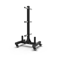 CROSSMAX Support de rangement robuste pour plaques de poids avec roues, chariot mobile pour plaques de bumper et 2 supports pour barres d'haltères