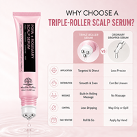 Sérum capillaire en gros au romarin et PDRN, triple applicateur à rouleaux, soin quotidien équilibrant l'huile et anti-croûtes, pour des cheveux plus volumineux et plus denses, fournisseur OEM ODM 20ml