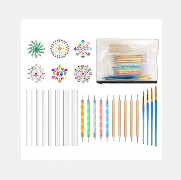 28 PCS Mandala Dotting Kit Mandala Punkt ier werkzeuge und Schablonen zum Malen von Rocks Nail Dotting und Art Drawing Supplies