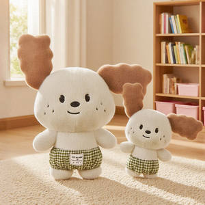 Peluche chien aux grandes oreilles OEM/ODM - Couleurs et motifs personnalisables, chiot en peluche personnalisé avec pantalon à carreaux pour cadeaux - Product Image 2