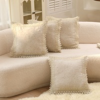 Housse de coussin carrée en polyester avec broderie géométrique en dentelle pour salon, bureau, voiture, livraison directe