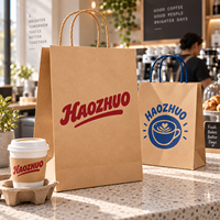 Sac en papier kraft brun avec poignées, personnalisé avec logo, pour courses et emballage de café, recyclé, prix usine